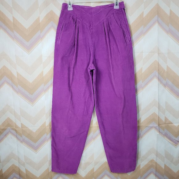 VTG purple corduroy pleated front pants - Picture 1 of 3